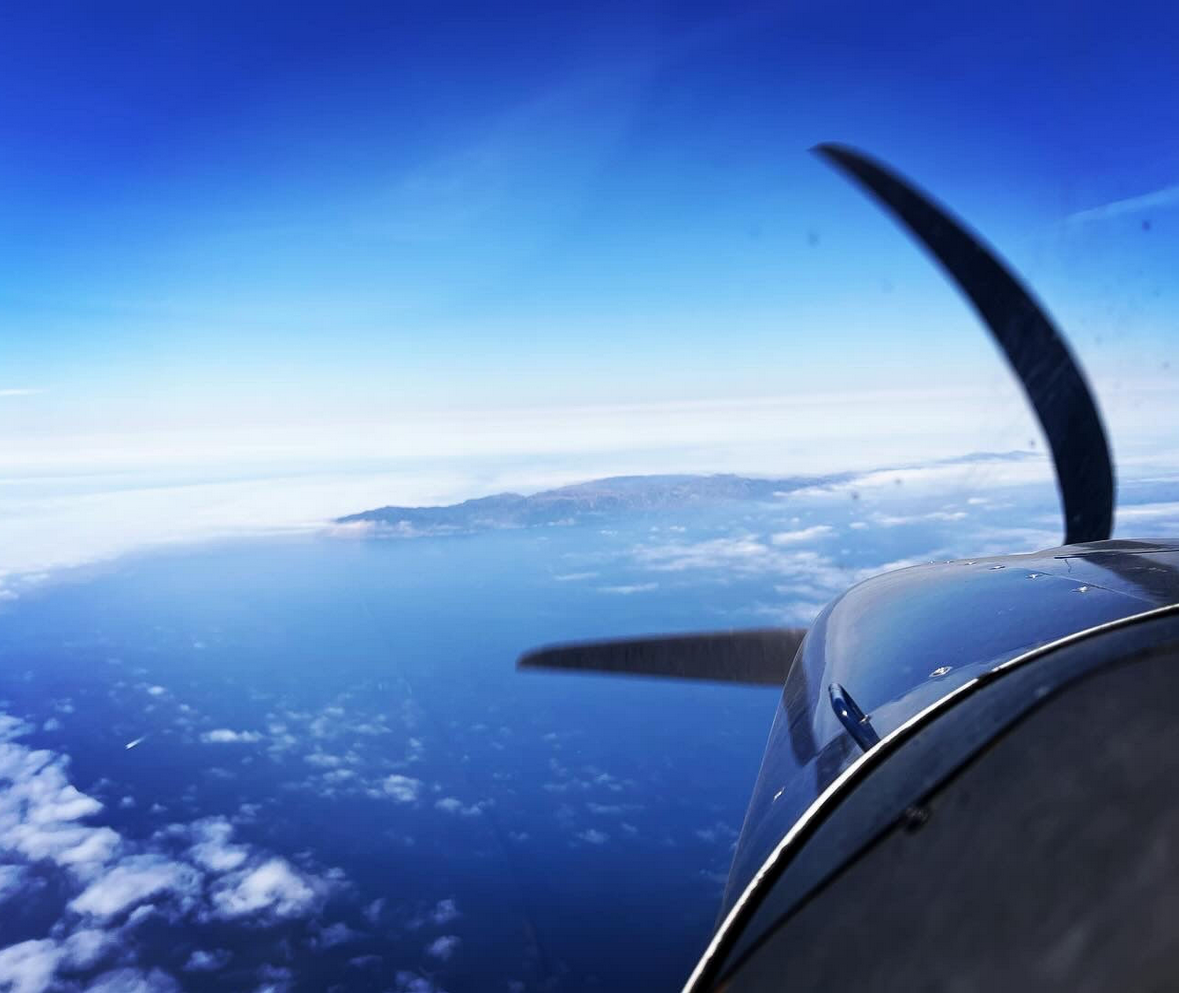 View of Catalina Island as crossing in the plane